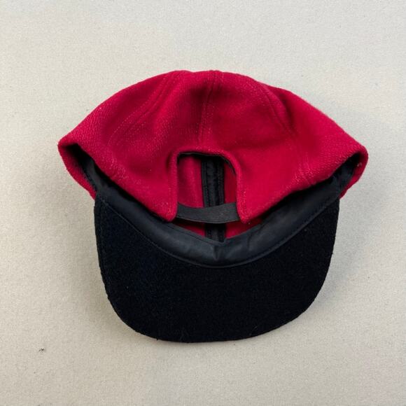Vintage Red Hat Cap 7-1/8 Black Wool Stretch Blank 6 Panel Skater Adjustable 90s - Picture 4 of 5